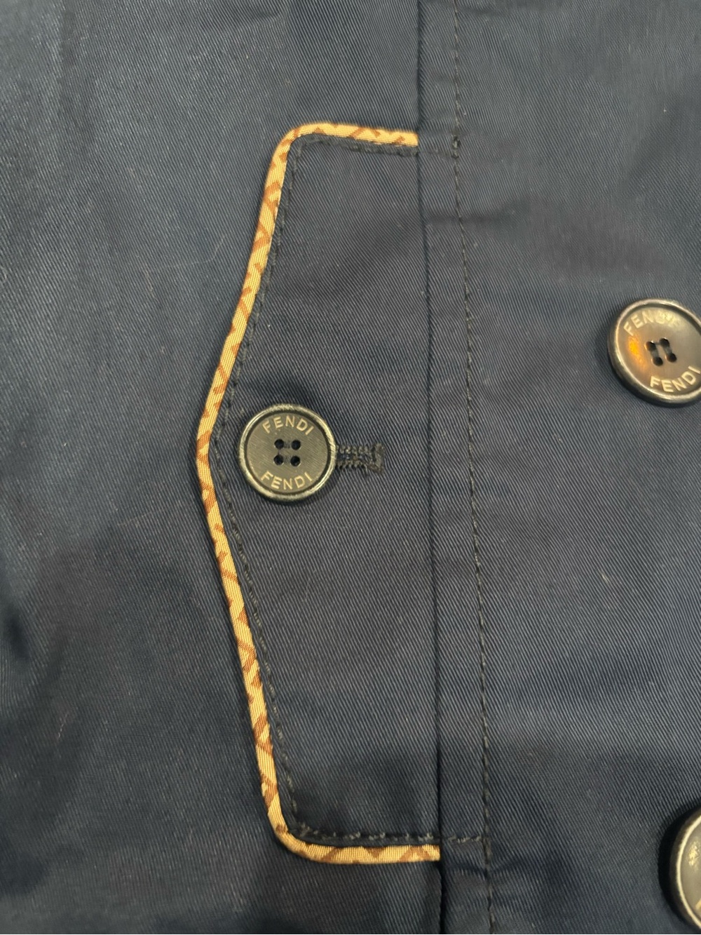 NWT Fendi Girls Navy Blue Double Breasted Jacket With FENDI logo On Trim 6A - Picture 4 of 13